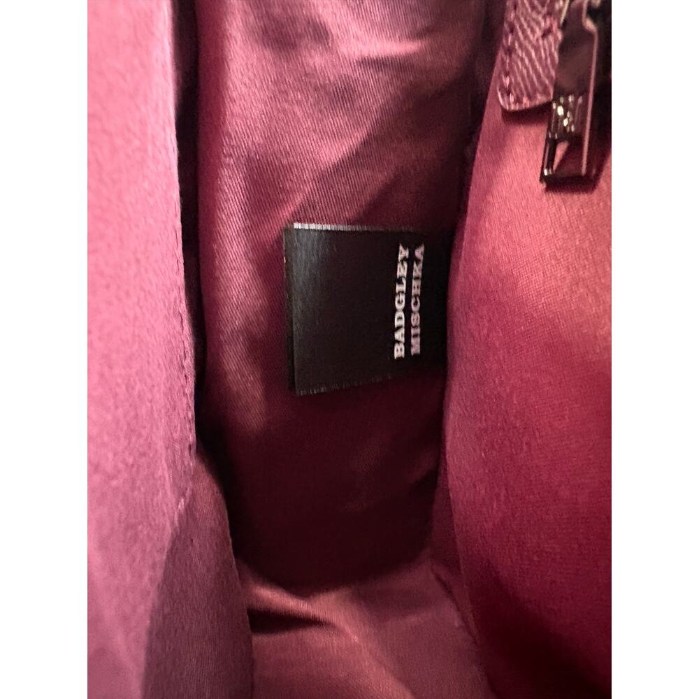 NWT Stunning Badgley Mischka Plum Vegan Leather Handbag - Picture 4 of 8